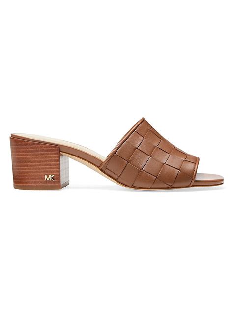 Michael Kors Women's Ingrid 60mm Woven Leather Mules